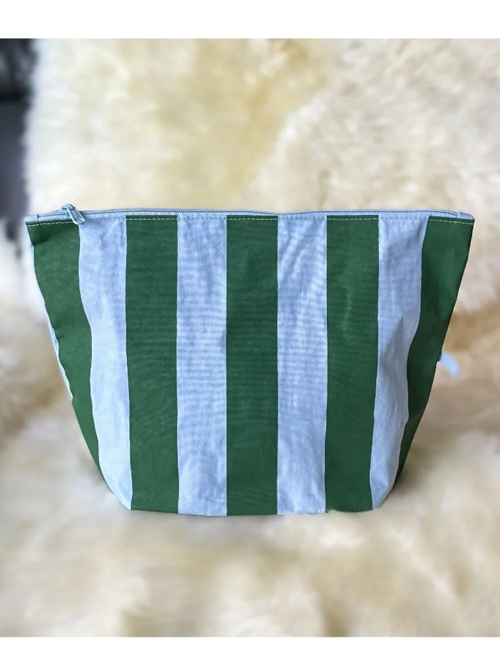 NWOT Baggu Go Pouch Large - Hotel Stripes (Green & Blue)